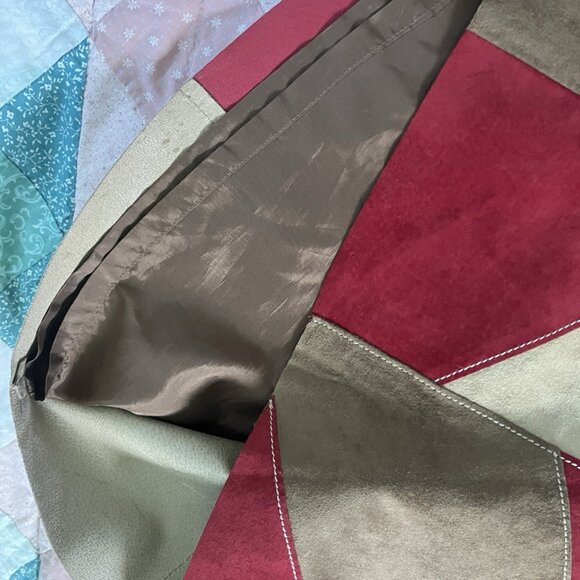 Kenneth Cole Suede Leather Patchwork Mini Skirt Womens 8 Y2K Gilmore Friends - Picture 10 of 10